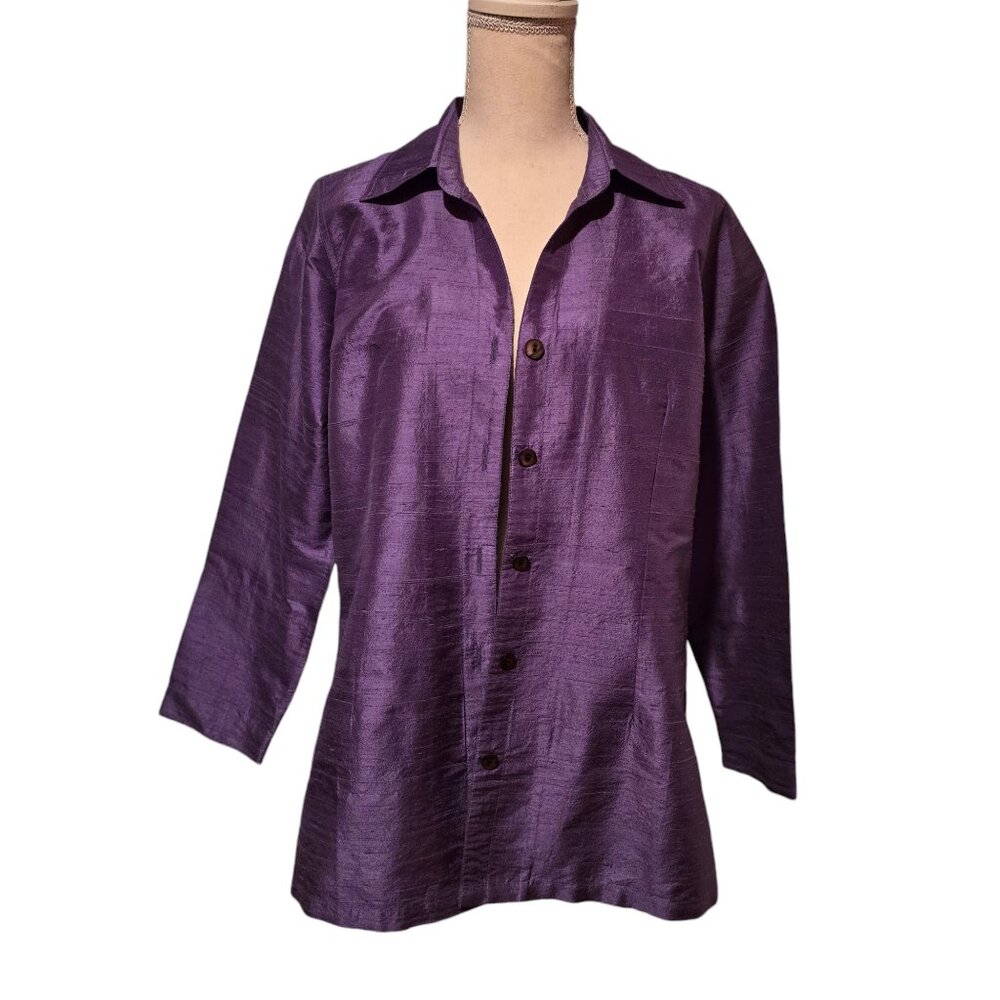 TravelSmith 100% Silk Dupioni Top - Size Medium